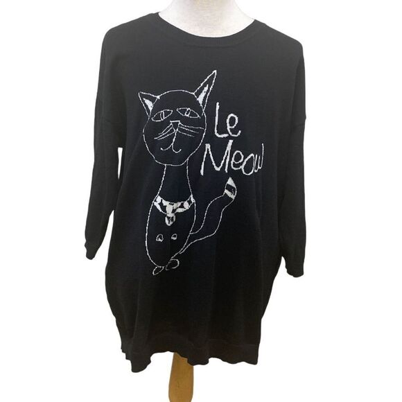 Melissa McCarthy Seven7 Le Meow Cat Black Sweater Dress Size 1X - Picture 4 of 14